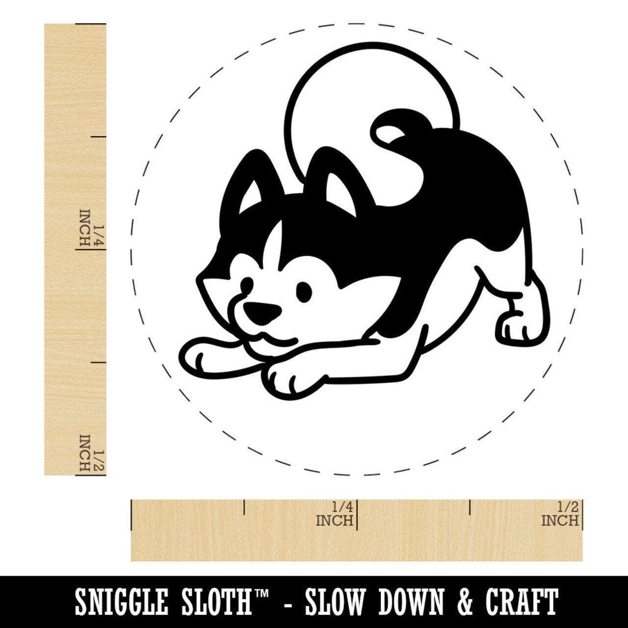 Siberian Husky Play Bow Dog Rubber Stamp for Stamping Crafting Planners